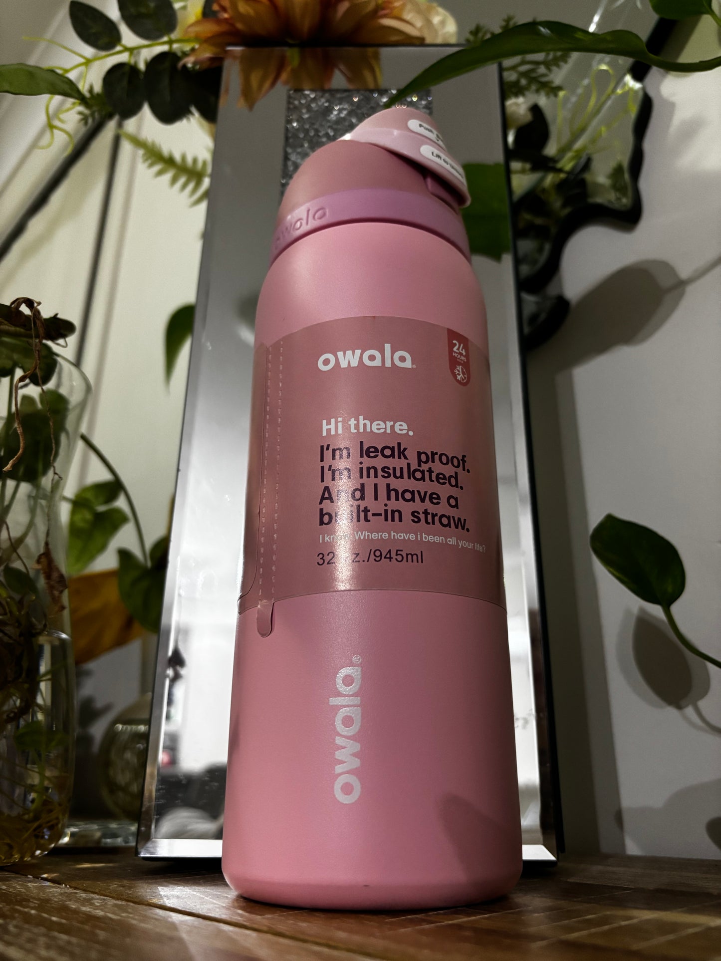 VYBE 945ml Bottle – Premium Owala FreeSip Style Drink Bottle- BLUSH MATT 💕Customisable💕